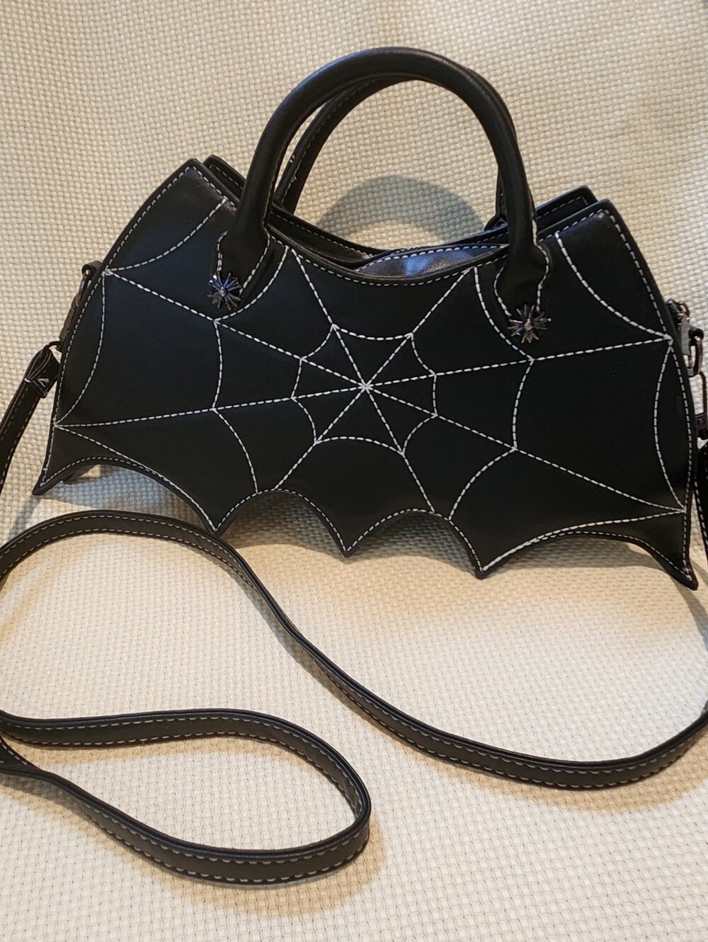 Black Spiderweb Bat Wing Satchel Bag - Women
